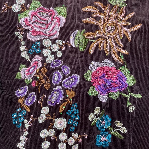 True Meaning Brown Floral Embroidered/embellished Size 2 Jacket - Picture 3 of 10